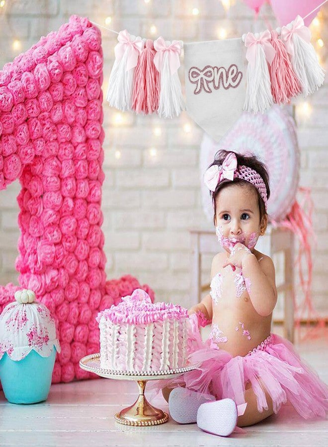 Fellibay First Birthday Party Decorations Boho Bow High Chair Banner No.1 Crown Cake Topper 1st Birthday Party Decor for Baby Girls - Image 5